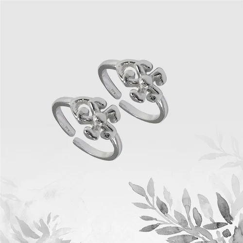 925 Sterling Silver Plain Floral design Toe Ring