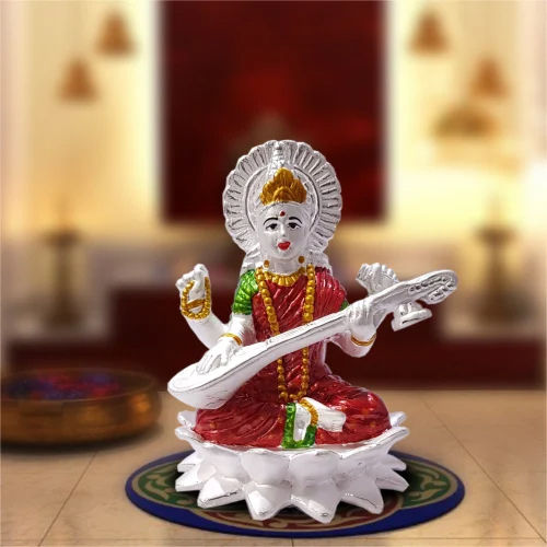 999 Hollow Silver Saraswati Statue