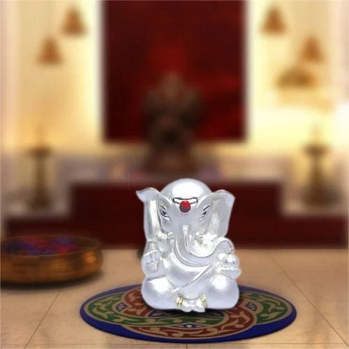 999 Hollow Silver Ganpati Statue