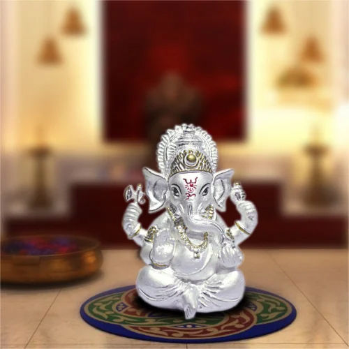 999 Hollow Silver Ganesha Small Statue