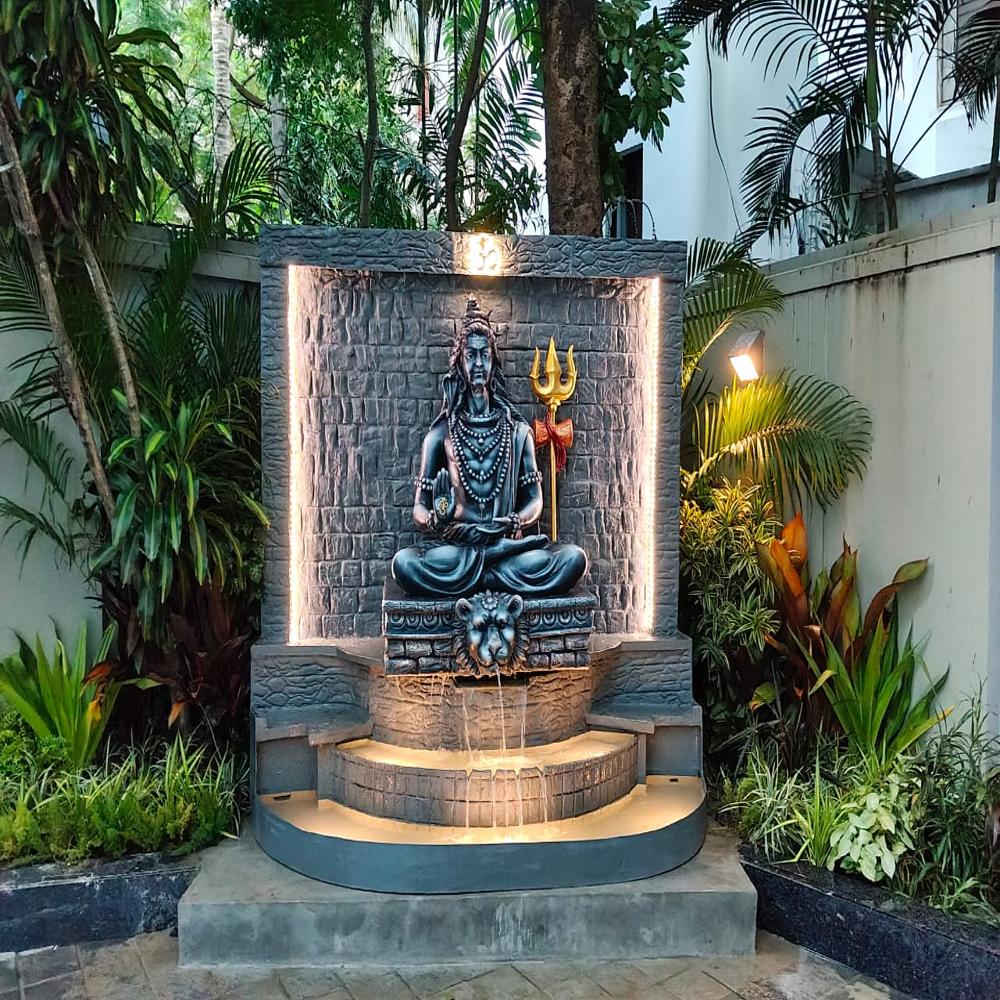 CASCADE WALL FOUNTAIN - Waterproof Cement & Natural Stones Ht-6 Feet x 4 Feet 03 RGB LED Lights with Controller 1/2hp Submersible Pump