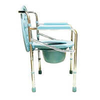 K-care Stainless Steel Folding Commode Chair - 250 Lbs Capacity, 15 To 17 Inch Narrow Seat Width, Blue Color, Eco-friendly Design