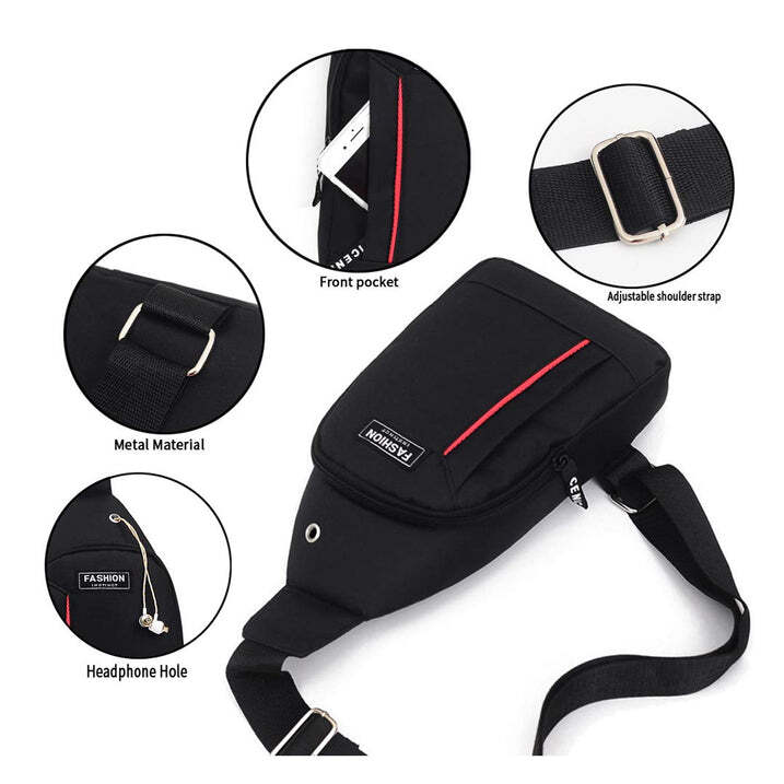0322  BLACK WATERPROOF ANTI THEFT CROSSBODY FANNY PACK WAIST BAG