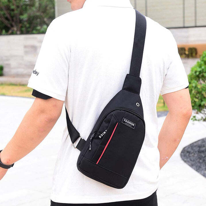 0322  BLACK WATERPROOF ANTI THEFT CROSSBODY FANNY PACK WAIST BAG
