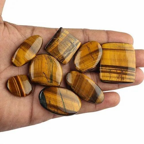 Natural Yellow Tiger Eye Gemstone  Plain Cabochon