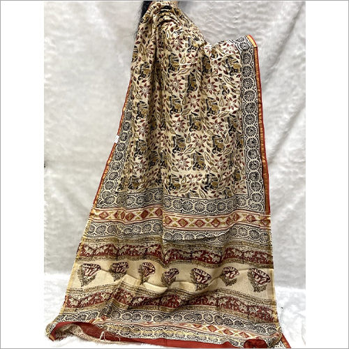 Cotton Silk Kalamkari Handblock Print Saree