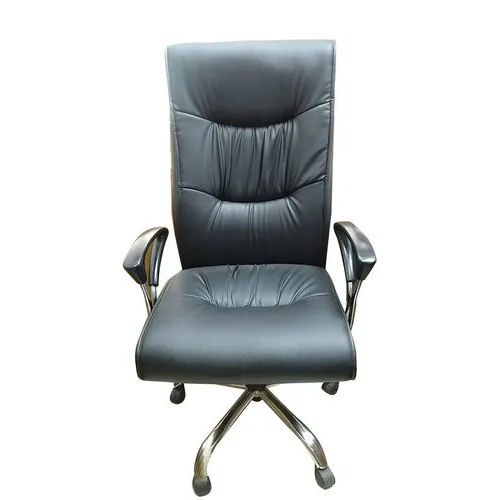 High Back Executive Chair - Leather, 18-19 Inches Height, Black | Durable Leatherette Upholstery, Indian Style Revolving Design