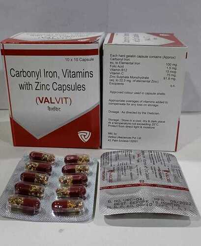 Carbonyl Iron Vitamins With Zinc Capsules General Medicines