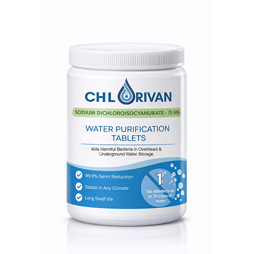 Chlorivan Foam Tablet Jar - 1000 Tablets of 75mg Sodium Dichloroisocyanurate, Solid Industrial Grade Disinfectant for Drinking Water Purification