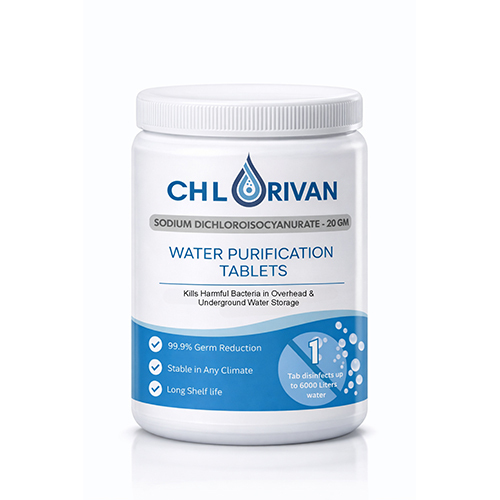 Sodium Dichloroisocyanurate Tablet - 50 Tablets Jar, Industrial Grade Disinfectant for Drinking Water Purification