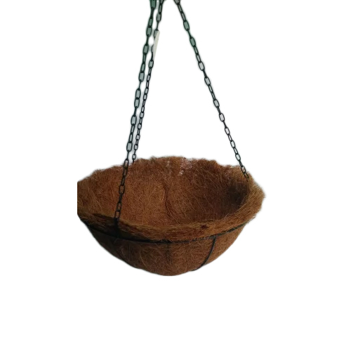 Coco Hanging Basket - Coconut Coir with Iron Handle, Round Shape, Brown Color | Durable, Lightweight, Eco-Friendly Decoration Solution for Plants