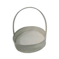 Metal Hanging Basket - Iron, Round, White | Durable, Lightweight, Easy To Clean, With Handle, Modern Arts Decorative Design, Ideal For Plants And Flowers