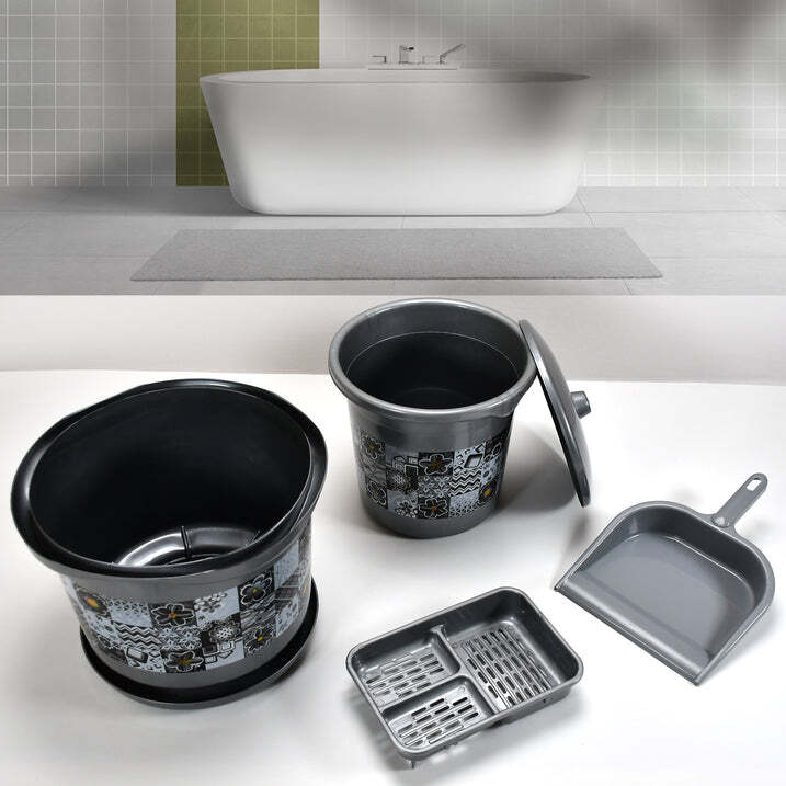 4050 LARGE CAPACITY PLASTIC BATHROOM SET OF 7PIECES