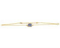 Lapiz lazuli And Shell pearl Gemstone Gold Plated Bracelet