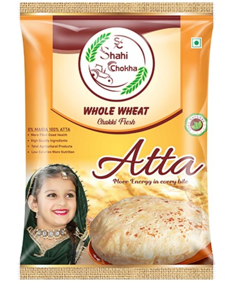Shahi Chokha Chakki Flour Packaging Pouch - PET Material, Multicolor, Soft Texture | Durable Design, Soft Structure for Optimal Flour Freshness