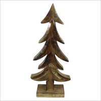 Xmas Tree Christmas Decoration - Oak Wood, Glossy Lamination Coat , Green Finished Tree Shape For Elegant Holiday Decor