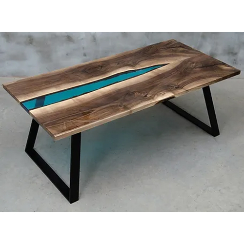 Brown 4X2.5 Feet Epoxy Center Table