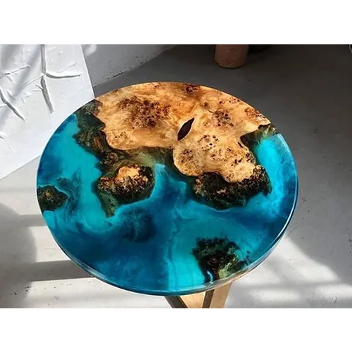 Machine Made Epoxy Round River Coffee Table