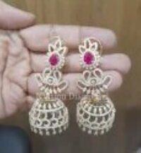 Natural Diamond Ruby Bridal Jhumka