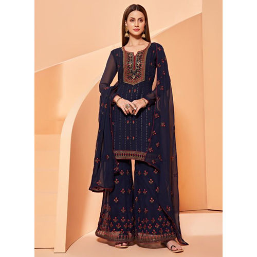 Indian Ladies  Georgette Sequins Thread And Handwork Suit