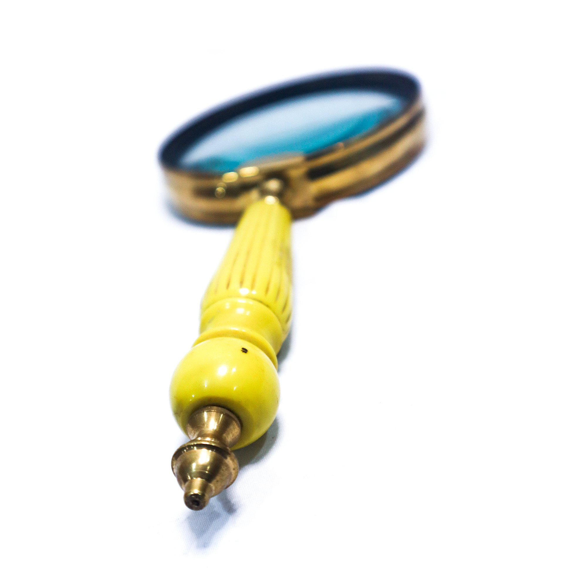 Brass Magnifying Glass With Yellow Handle