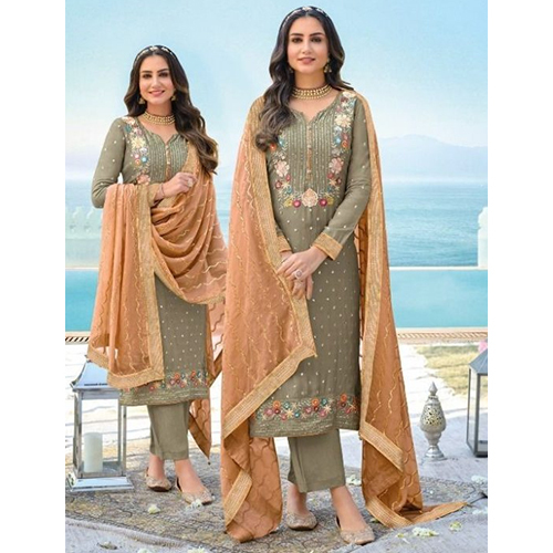 Heavy Chinon And Georgette With Heavy Embroidery Suit