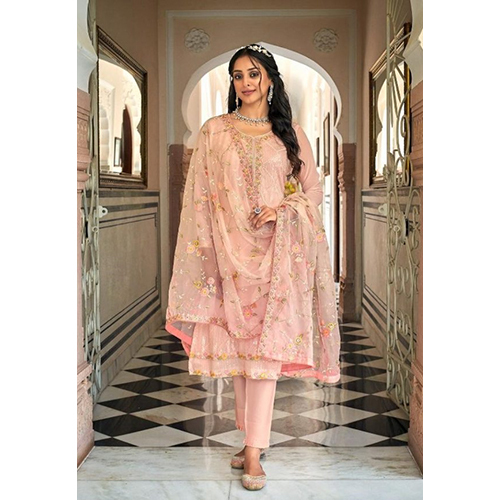 Indian Faux Georgette And Chinon With Embroidery Suit