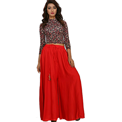 Fancy Red Palazzo - Cotton Customized Size | Washable All-Season Fashion Statement
