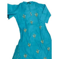 Blue Ladies Handloom Cotton Kurti