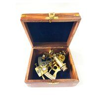 Nautical Marine Brass Sextant with Box