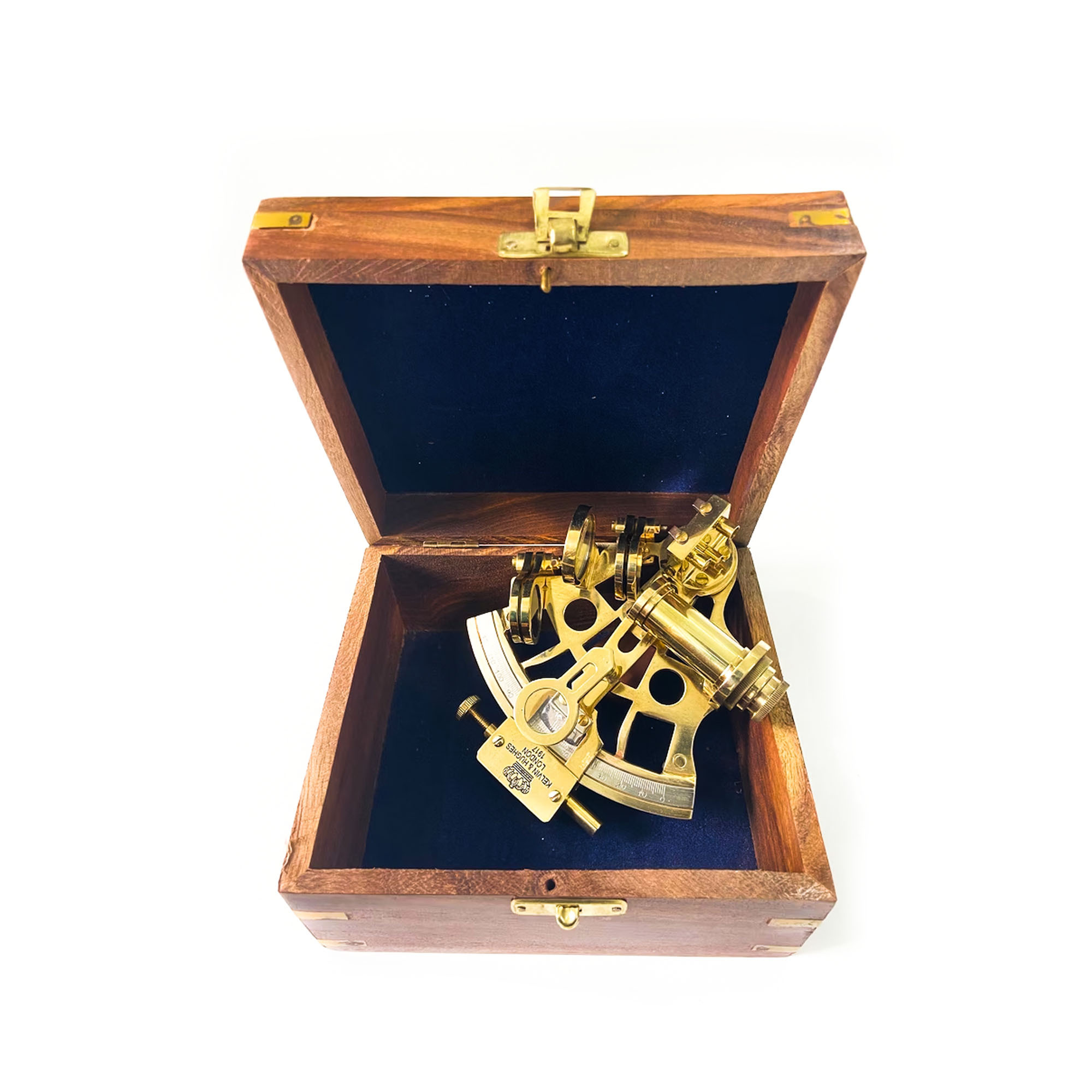 Nautical Marine Brass Sextant with Box