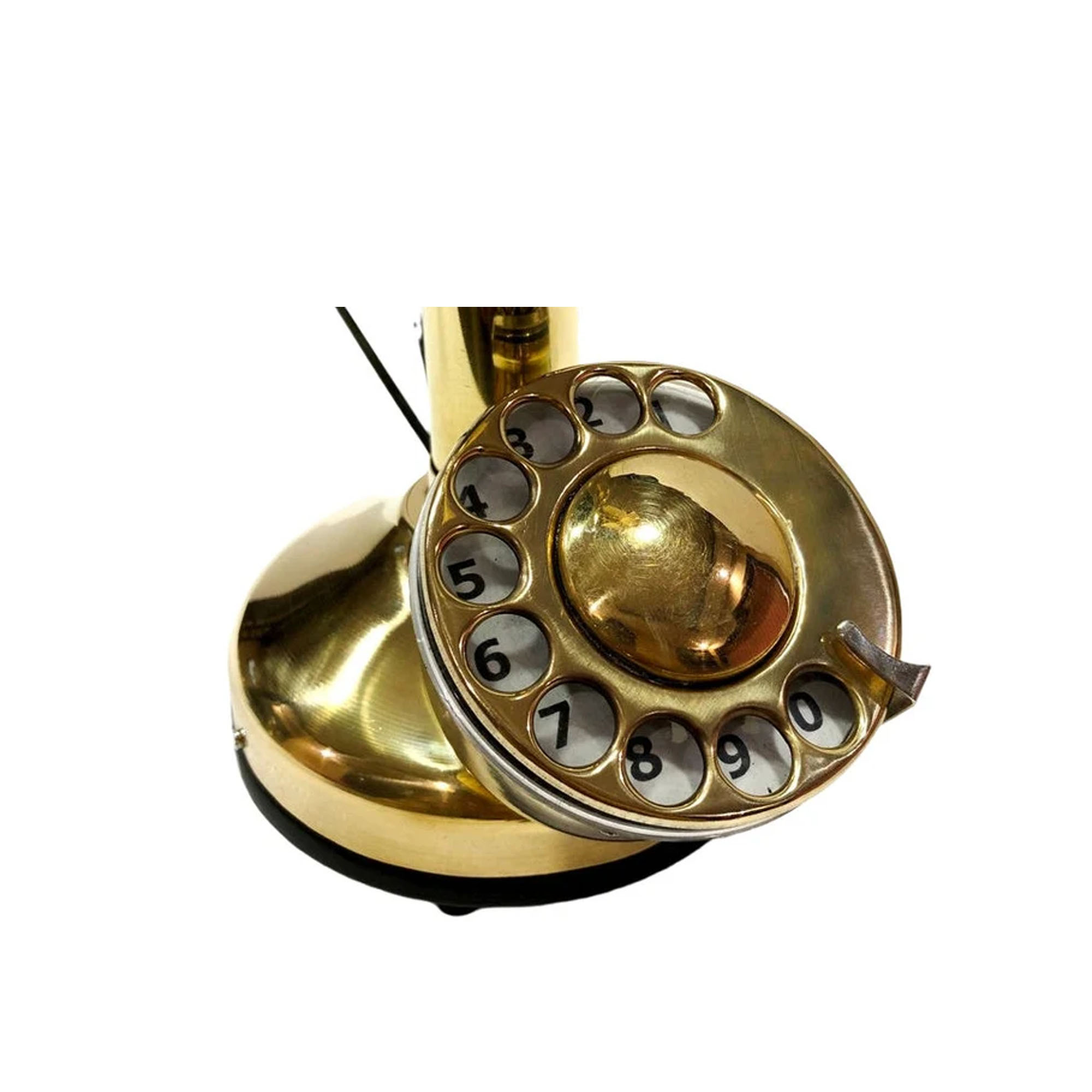 Brass Stylish Telephone Brass Shiny finish vintage candlestic Beautiful Nautical Solid Brass Rotary Dial Working Telephonek landline Telephone