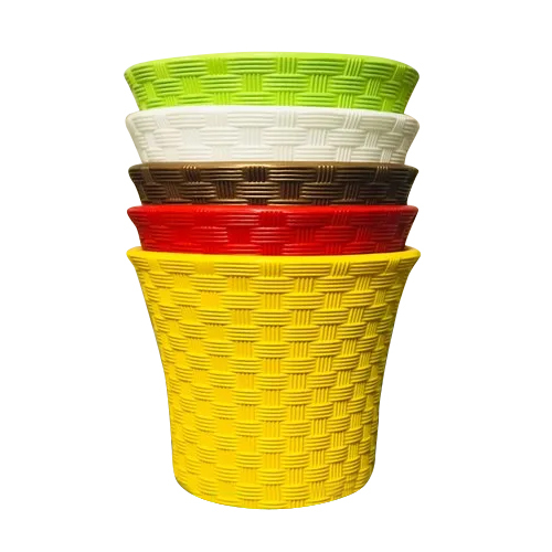 12 Inch Plastic Flowers Rattan Pots