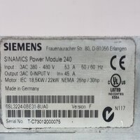 SIEMENS 6SL3224-0BE31-8UA0 POWER MODULE