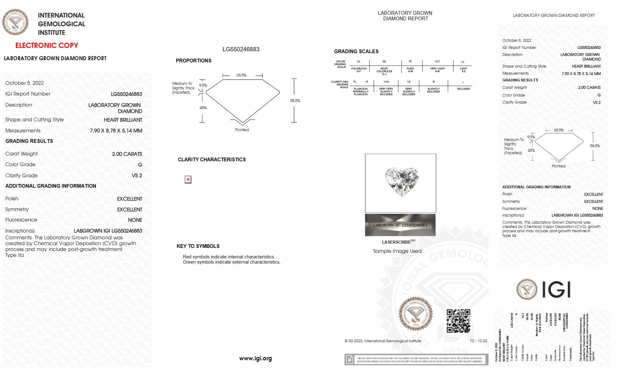 HEART 2ct G VS2 CVD Certified Lab Grown Diamond 550246883 EP74