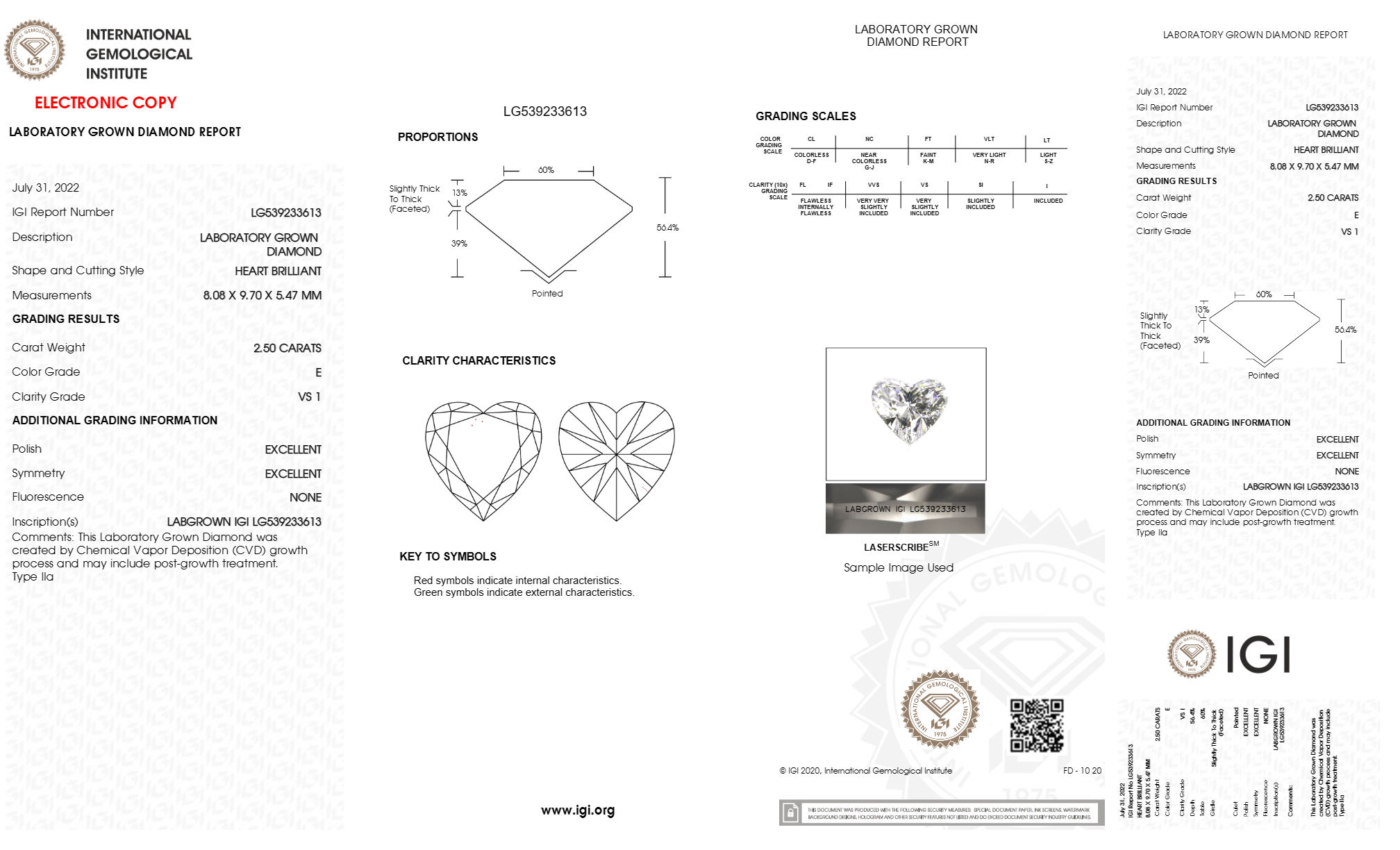 HEART 2.5ct E VS1 CVD Certified Lab Grown Diamond 539233613 K3514