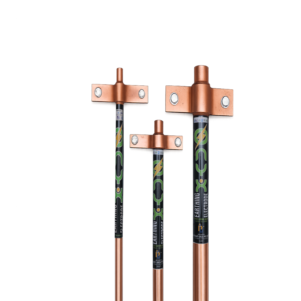 Solid Copper Earthing Electrode - Copper Plated Steel and Pure Copper, Diameter 14 to 45mm, Polished Surface Finish for Industrial Electrical Applications