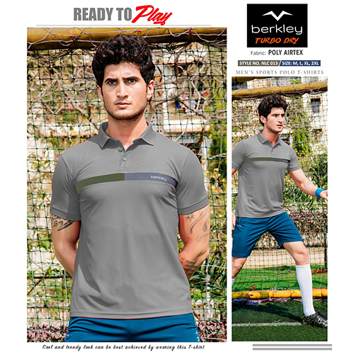Mens Grey Polo Neck T-Shirts