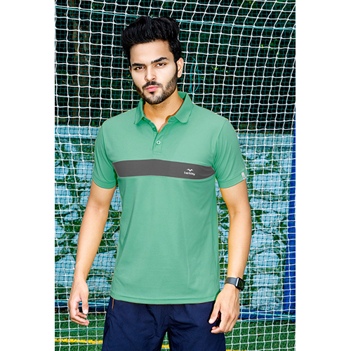 Green Mens Fancy Polo Neck T-Shirts