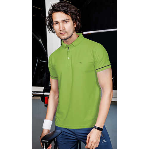 Mens Green Polo Neck T-Shirts
