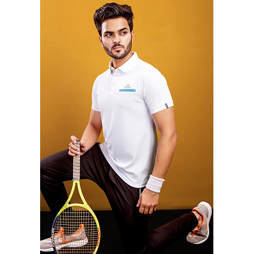 White Mens Plain Sports Polo Neck T-Shirts