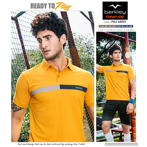 Mens Yellow Polo Neck T-Shirts