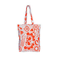 C806 Red Cotton Hand Bags - Cotton Fabric, 15.5x15 Inches | White And Red Color, Durable Material, Versatile Use At Various Applications