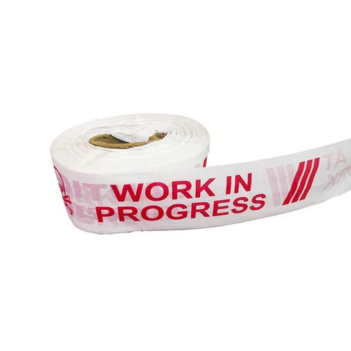 White Caution Danger Tape Men At Work Printed