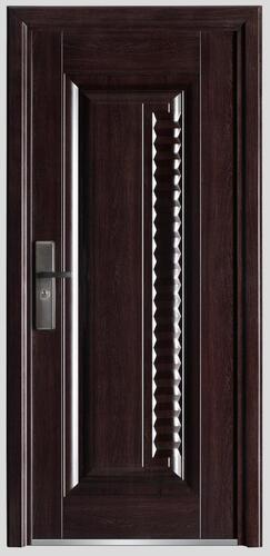 Steel Security Door - Color: Wooden Finish