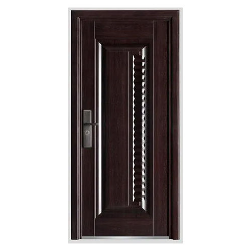 Steel Security Door - Color: Wooden Finish