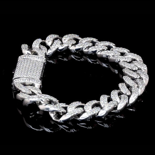 White Diamond Round Cuban Tennis Bracelet