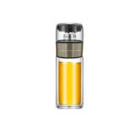 Transparent 300 Ml Double Wall Glass Tea Infuser Bottle