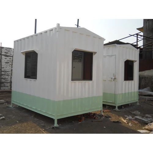 Portable Security Cabin - Steel Structure, 35-40 mm Wall Thickness | Sliding Windows, Green and White Color