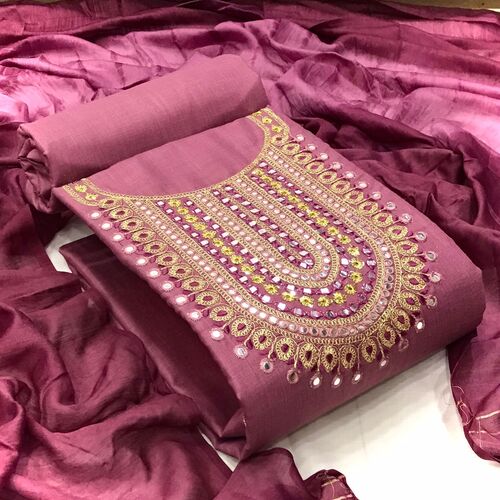 Suhani Pink Slub Cotton Dress Material